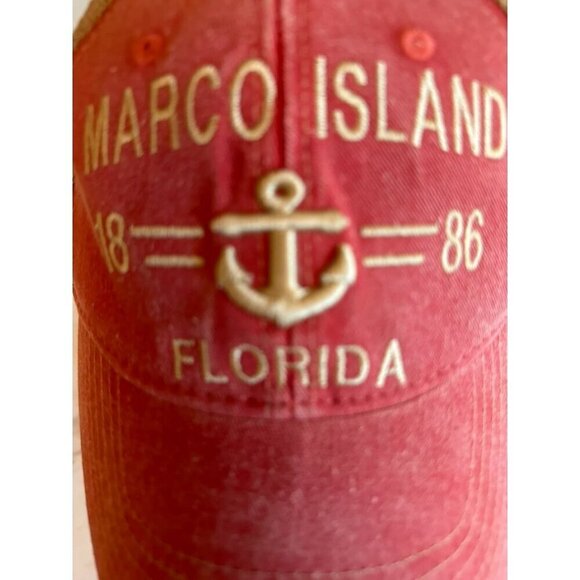 Marco Island Florida Mesh Trucker Hat By DK Embroidery Adjustable - Picture 2 of 6